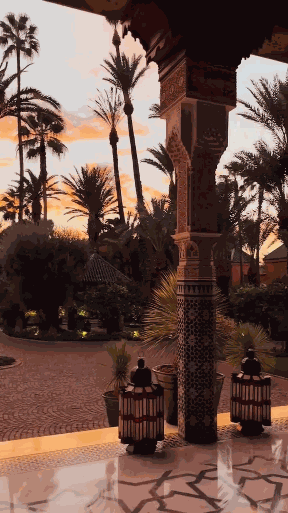 Stunning view of the red city of Marrakech with traditional riad architecture and warm terracotta tones
